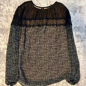 White House Black Market Black Sheer Blouse